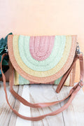 Coastal Chic Mauve Straw Envelope Crossbody Clutch