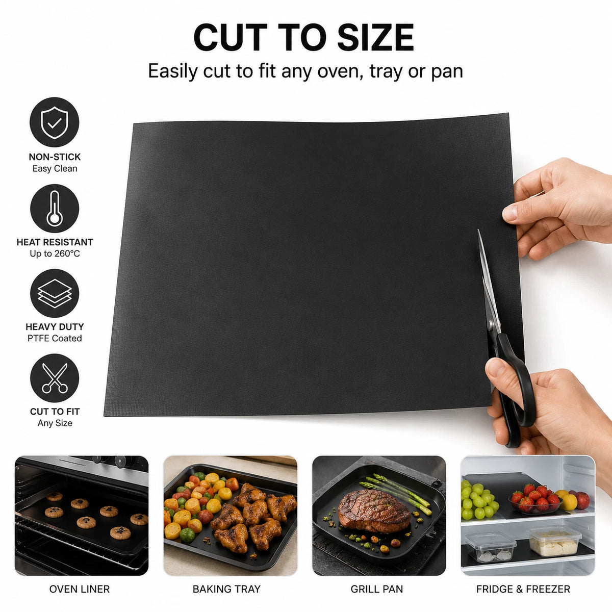 Heavy Duty Teflon Oven Cooker Liners Non Stick Lining 400mm x 500mm Pack of 12